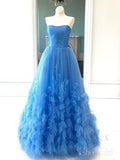 Strapless Blue Junior Prom Dresses Ruffled Skirt Cheap Sweet 16 Dress ARD2089-SheerGirl