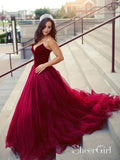 Strapless Burgundy Prom Dresses Cheap Plus Size Maroon Quinceanera Dresses APD3455-SheerGirl