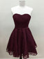 Strapless Grape Lace Short Bridesmaid Dresses,Cheap Homecoming Dresses APD2735