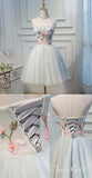 Strapless Light Blue Homecoming Dress Flower Applique Short Homecoming Dress ARD1328-SheerGirl