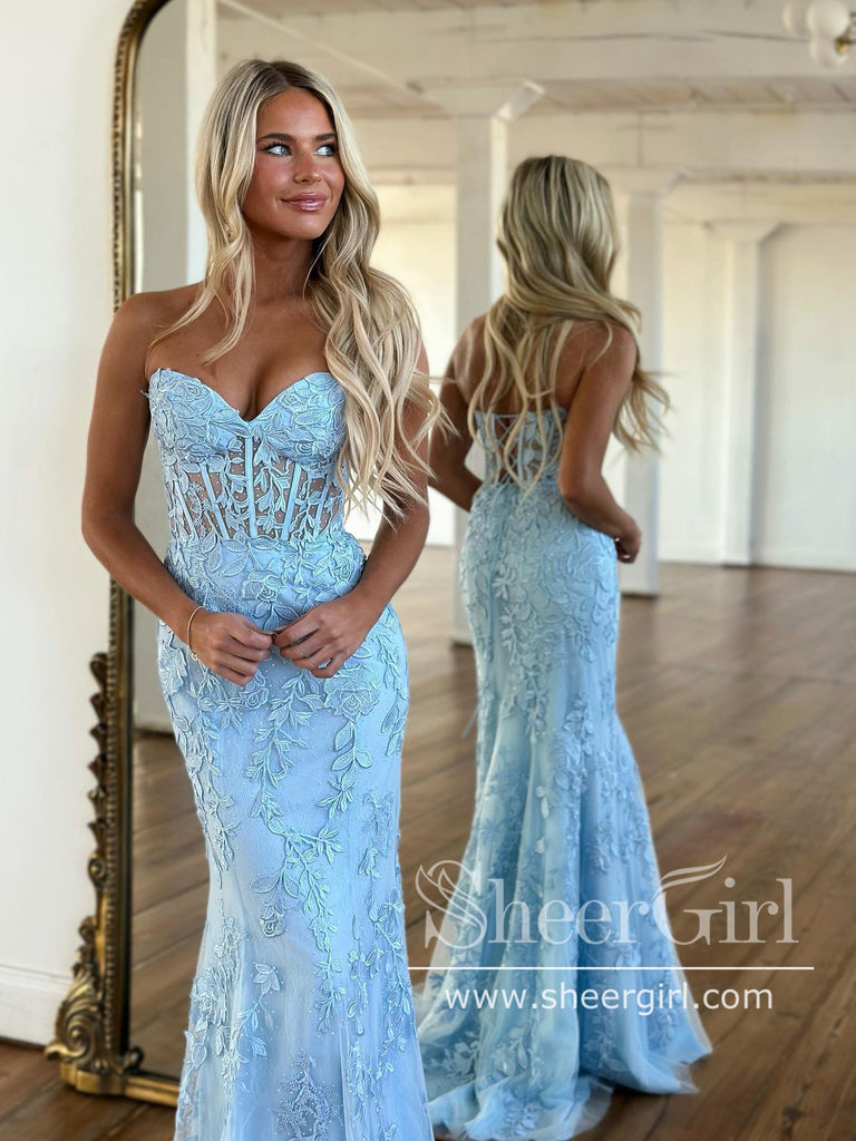 Long Sequin Prom Dress with Lace-Up Corset Back