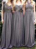 Strapless Long Chiffon Sweetheart Grey Mismatched Bridesmaid Dresses ARD1184-SheerGirl