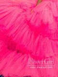 Strapless Ruffle Tulle High Low Ball Gown V Neckline Tiered Simple Prom Dress ARD2597-SheerGirl