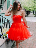 Strapless Ruffle Tulle Tiered Simple Prom Dress Homecoming Dress ARD2619-SheerGirl