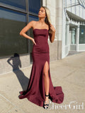 Strapless Sweet Heart Neckline Maxi Dress Separate Lace Up Back High Slit Long Prom Dress ARD2562-SheerGirl