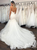 Strapless Sweet Heart Neckline Sexy Lace Mermaid Bridal Gown with Ruffles Bottom Wedding Dress AWD1701-SheerGirl