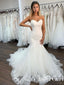 Strapless Sweet Heart Neckline Sexy Lace Mermaid Bridal Gown with Ruffles Bottom Wedding Dress AWD1701