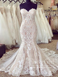 Strapless Sweetheart Beaded Lace Mermaid Bridal Gown with Court Train AWD1721-SheerGirl