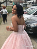 Strapless Sweetheart Beaded Pink Quinceanera Ball Gowns Plus Size Prom Dress APD3424-SheerGirl