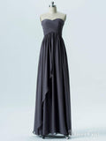 Strapless Sweetheart Neck Dark Grey Chiffon Empire Cheap Bridesmaid Dresses APD2865-SheerGirl