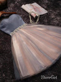 Strapless Sweetheart Neck Homecoming Dress Blush Pink Tulle Short Prom Dresses apd2485-SheerGirl