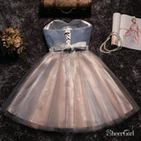 Strapless Sweetheart Neck Homecoming Dress Blush Pink Tulle Short Prom Dresses apd2485-SheerGirl