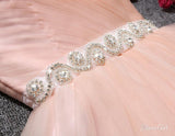 Strapless Sweetheart Neck Homecoming Dress Blush Pink Tulle Short Prom Dresses apd2485-SheerGirl