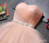 Strapless Sweetheart Neck Homecoming Dress Blush Pink Tulle Short Prom Dresses apd2485-SheerGirl