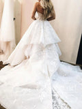 Strapless Sweetheart Necklin A Line Flowers Tulle Wedding Dress with Horsehair Hem AWD1780-SheerGirl