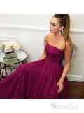 Strapless Tulle Purple Prom Dresses Simple Prom Dresses Maxi Military Ball Gowns APD3458-SheerGirl