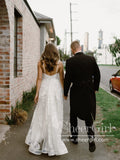 Sultry Bridal Gown with Deep V Neck Floral Lace Sweep Train Wedding Dress AWD1748-SheerGirl