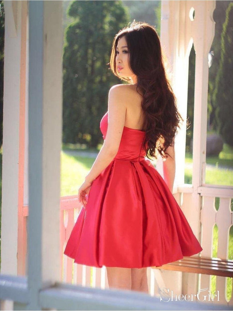 Sweetheart A Line Red Homecoming Dresses 2018 Fit and Flare Mini Graduation  Dress ARD1086