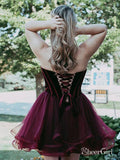 Sweetheart Neck Burgundy Organza Velvet Homecoming Dresses with Corset Back ARD1586-SheerGirl