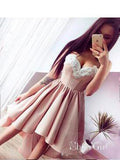 Sweetheart Neck High Low Homecoming Dresses Lace Tea Length Prom Party Dresses ARD1010-SheerGirl