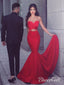 Sweetheart Neck Jednoduché Levné Red Mermaid Prom Šaty APD2855 