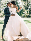 Sweetheart Neck Simple Modest Ivory Ball Gown Wedding Dresses AWD1425-SheerGirl