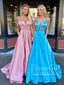 Sweetheart Neckline Spaghetti Straps A Line Satin Floor Length Prom Dress  ARD2598