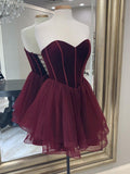 Sweetheart Neckline Velvet Bodice Homecoming Dresses Lace Up Short Prom Dress ARD2633-SheerGirl