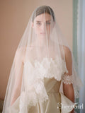 Traditional Drop Veils Ivory Tulle & Lace Wedding Veil ACC1053-SheerGirl