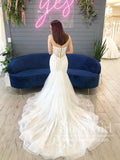 Tulle Strapless Mermaid Gown with Horsehair Trim Ulined Lace Bodice Wedding Dress AWD1756-SheerGirl