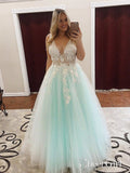 Turquoise Lace Applique Ball Gown Long Ball Gowns Quinceanera Dress APD3194-SheerGirl