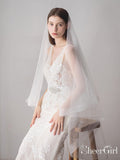 Two-Layers Ivory Tulle Knee Length Wedding Veils ACC1050-SheerGirl