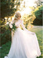 Two Piece Beach Wedding Dresses Long Sleeve Lace Top Wedding Dresses AWD1124