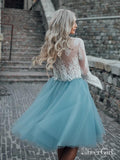 Two Piece Homecoming Dresses See Through Long Sleeve Lace Homecoming Dress ARD1434-SheerGirl