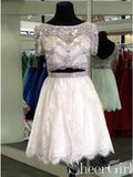 Two Piece Ivory Homecoming Dresses Beaded Sweet 16 Dress ARD2426-SheerGirl