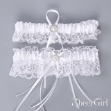 Two Piece White Wedding Garter Set Bridal Garters with Bow ACC1021-SheerGirl