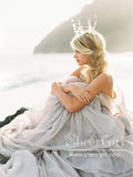 Two Pieces Simple Flowy Organza Fluffy Ball Gown Wedding Dresses AWD1736-SheerGirl