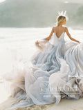 Two Pieces Simple Flowy Organza Fluffy Ball Gown Wedding Dresses AWD1736-SheerGirl