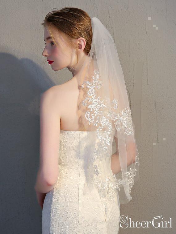 2 layers wedding veil short bridal