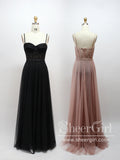 Unlined Bodice Sweetheart Neckline Prom Gown Lace Applique A-Line Sparkly Tulle Prom Dress ARD2585-SheerGirl