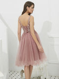 V-neck Tulle with Beaded Short Homecoming Dresses HW1002-SheerGirl