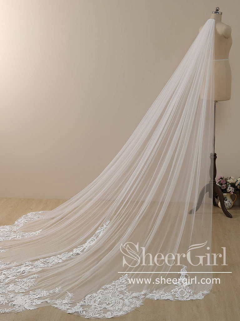 Floral Lace Edged Cathedral Veil Black Bridal Veil Wedding Veil ACC118 –  SheerGirl