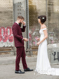 Wedding Gown with Illusion Back Part Sweep Train and Off Shoulder Wedding Dress AWD1642-SheerGirl