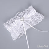 White Lace Wedding Garters With Bow ACC1015-SheerGirl