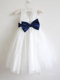 White Long Flower Girl Dresses with Bow Cheap Flower Girl Dress ARD1298-SheerGirl