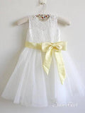 White Long Flower Girl Dresses with Bow Cheap Flower Girl Dress ARD1298-SheerGirl