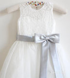 White Long Flower Girl Dresses with Bow Cheap Flower Girl Dress ARD1298-SheerGirl