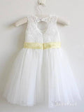 White Long Flower Girl Dresses with Bow Cheap Flower Girl Dress ARD1298-SheerGirl