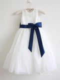 White Long Flower Girl Dresses with Bow Cheap Flower Girl Dress ARD1298-SheerGirl