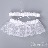 White Wedding Garter Set with Bow Bridal Garters ACC1022-SheerGirl